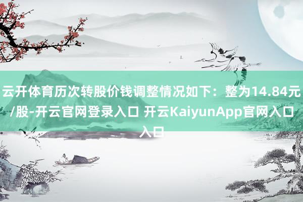 云开体育历次转股价钱调整情况如下:整为14.84元/股-开云官网登录入口 开云KaiyunApp官网入口