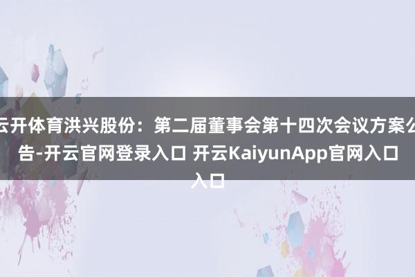 云开体育洪兴股份：第二届董事会第十四次会议方案公告-开云官网登录入口 开云KaiyunApp官网入口