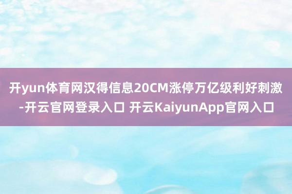 开yun体育网汉得信息20CM涨停　　万亿级利好刺激-开云官网登录入口 开云KaiyunApp官网入口
